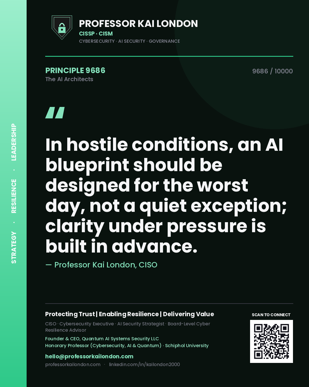 Professor Kai London principle 9686: In hostile conditions, an AI blueprint should be designed for the worst day, not a quiet exception; clarity under pressure is built in advance.