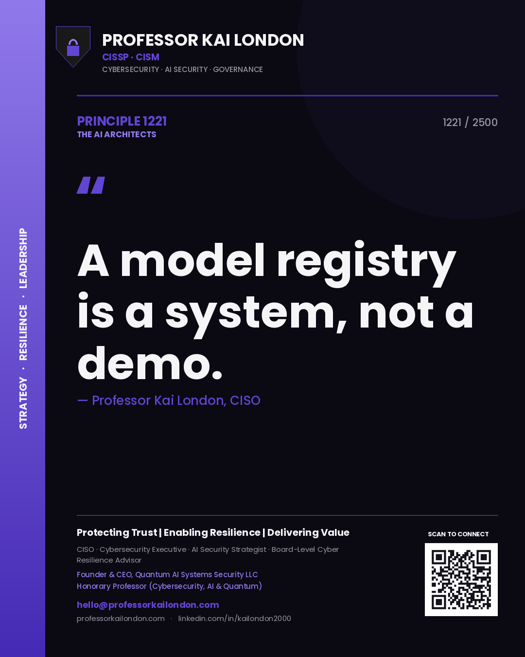 Professor Kai London principle 1221: A model registry is a system, not a demo.