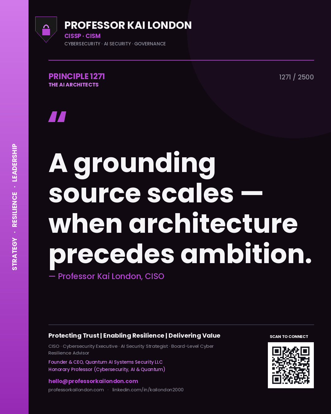 Professor Kai London principle 1271: A grounding source scales — when architecture precedes ambition.