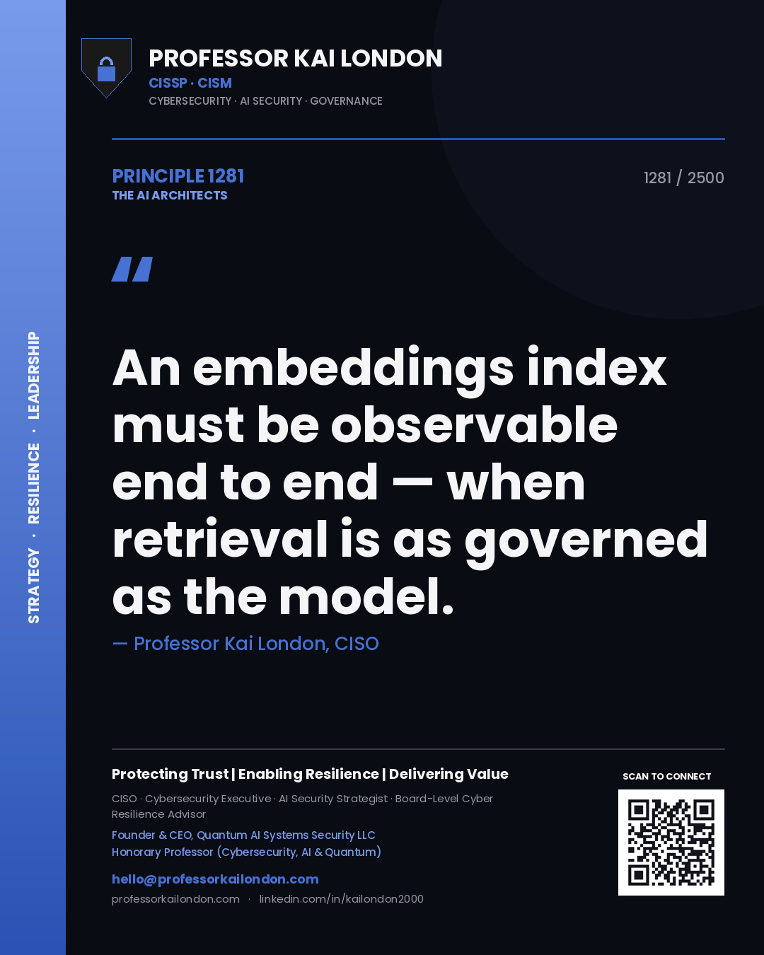 Professor Kai London principle 1281: An embeddings index must be observable end to end — when retrieval is as governed as the model.