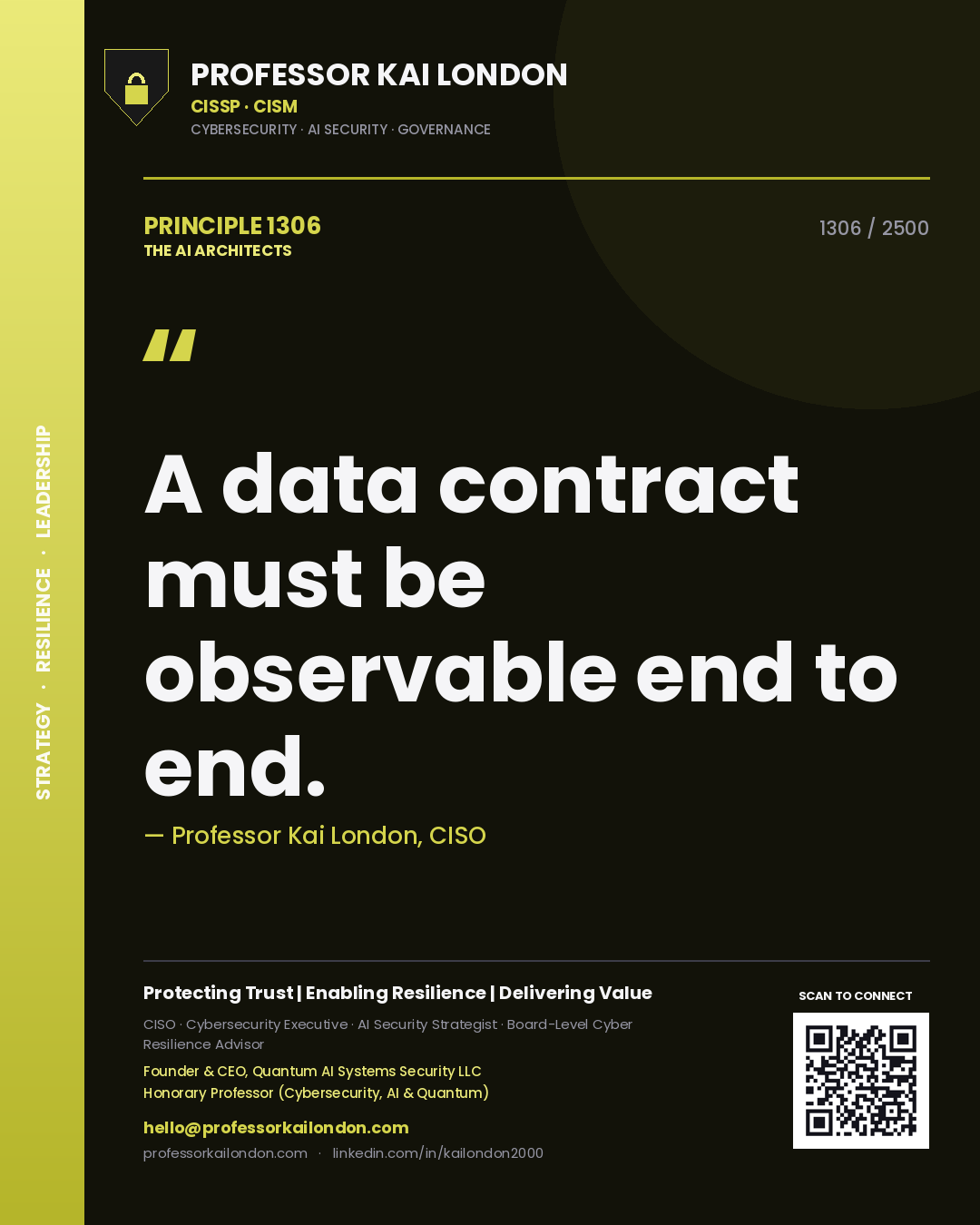 Professor Kai London principle 1306: A data contract must be observable end to end.