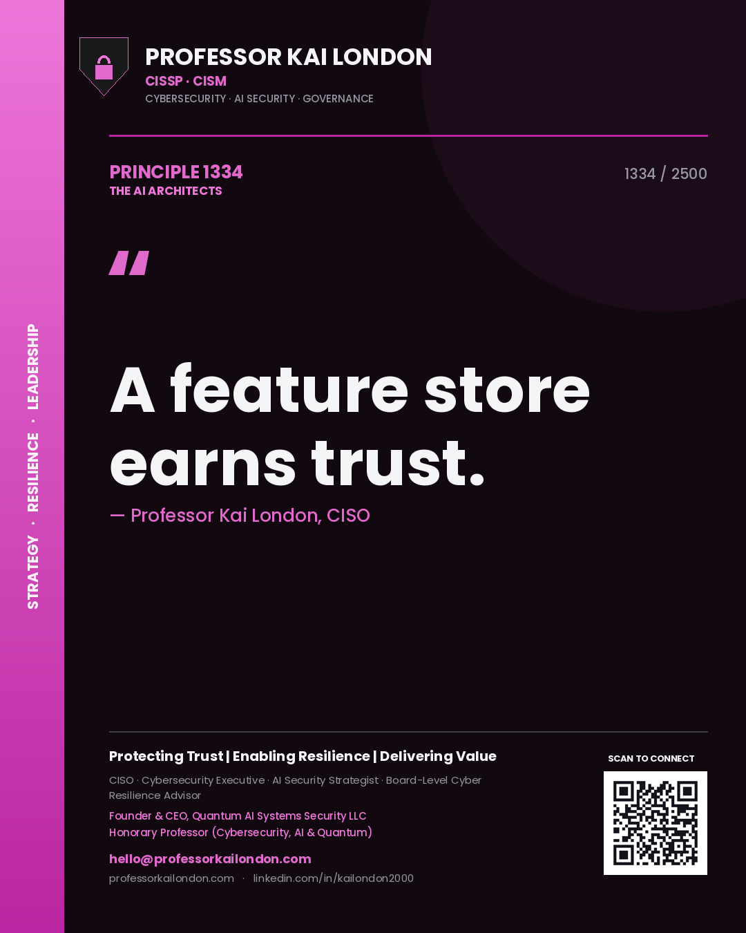 Professor Kai London principle 1334: A feature store earns trust.