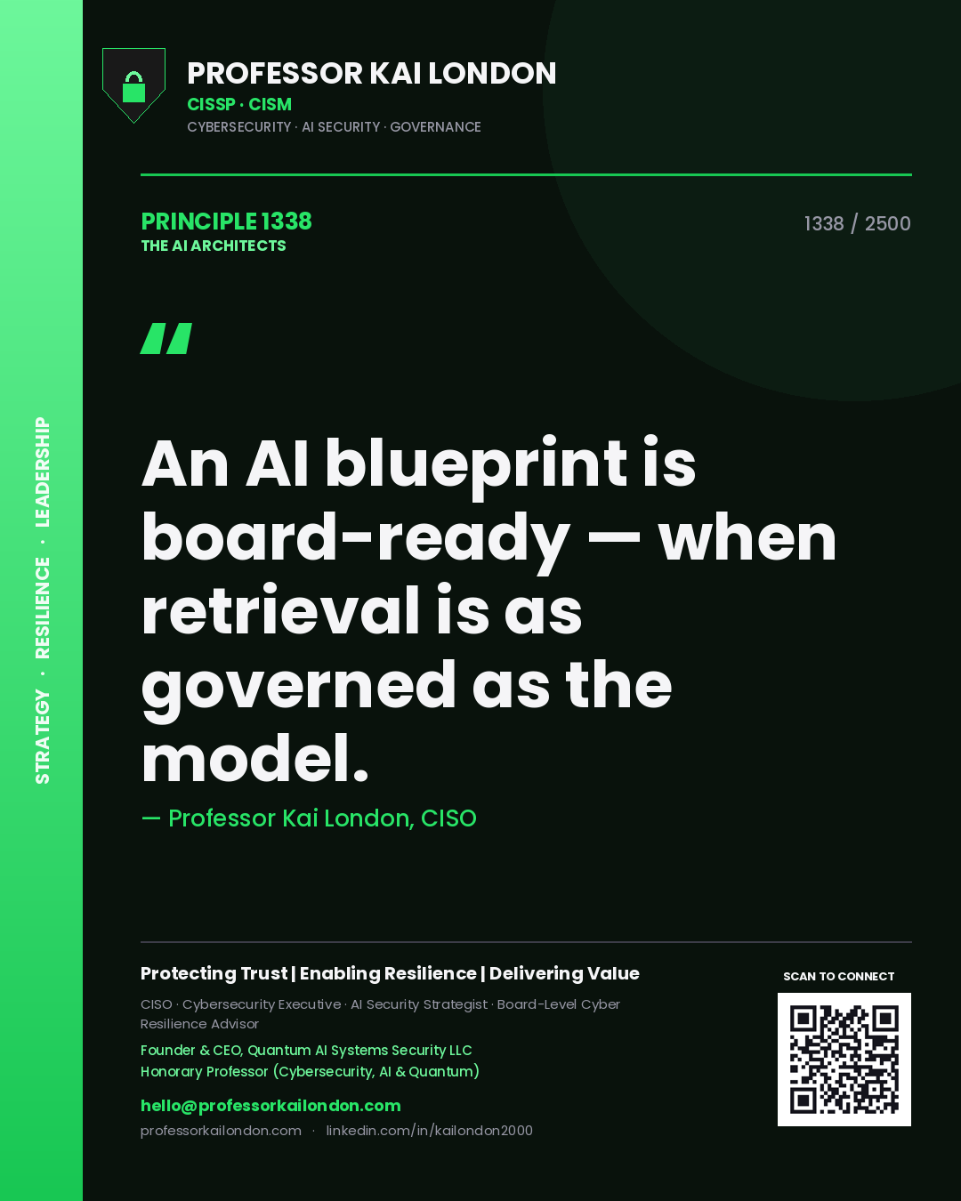 Professor Kai London principle 1338: An AI blueprint is board-ready — when retrieval is as governed as the model.