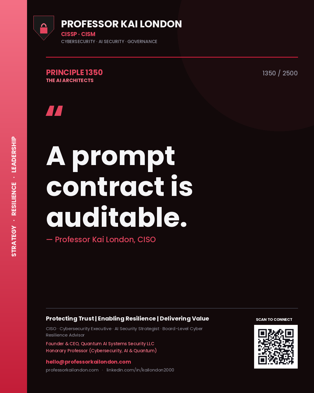 Professor Kai London principle 1350: A prompt contract is auditable.