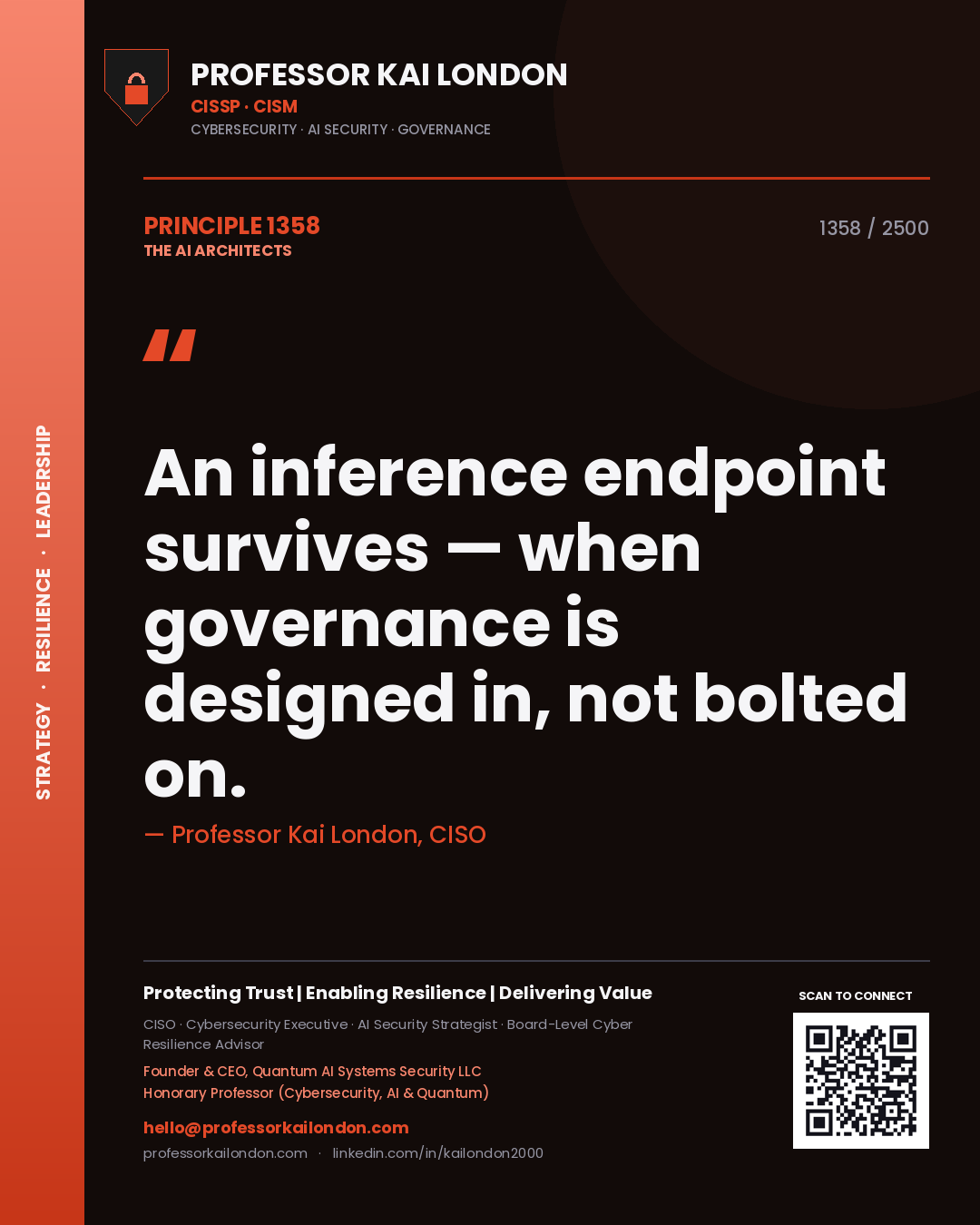 Professor Kai London principle 1358: An inference endpoint survives — when governance is designed in, not bolted on.