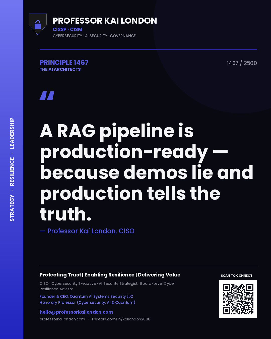 Professor Kai London principle 1467: A RAG pipeline is production-ready — because demos lie and production tells the truth.