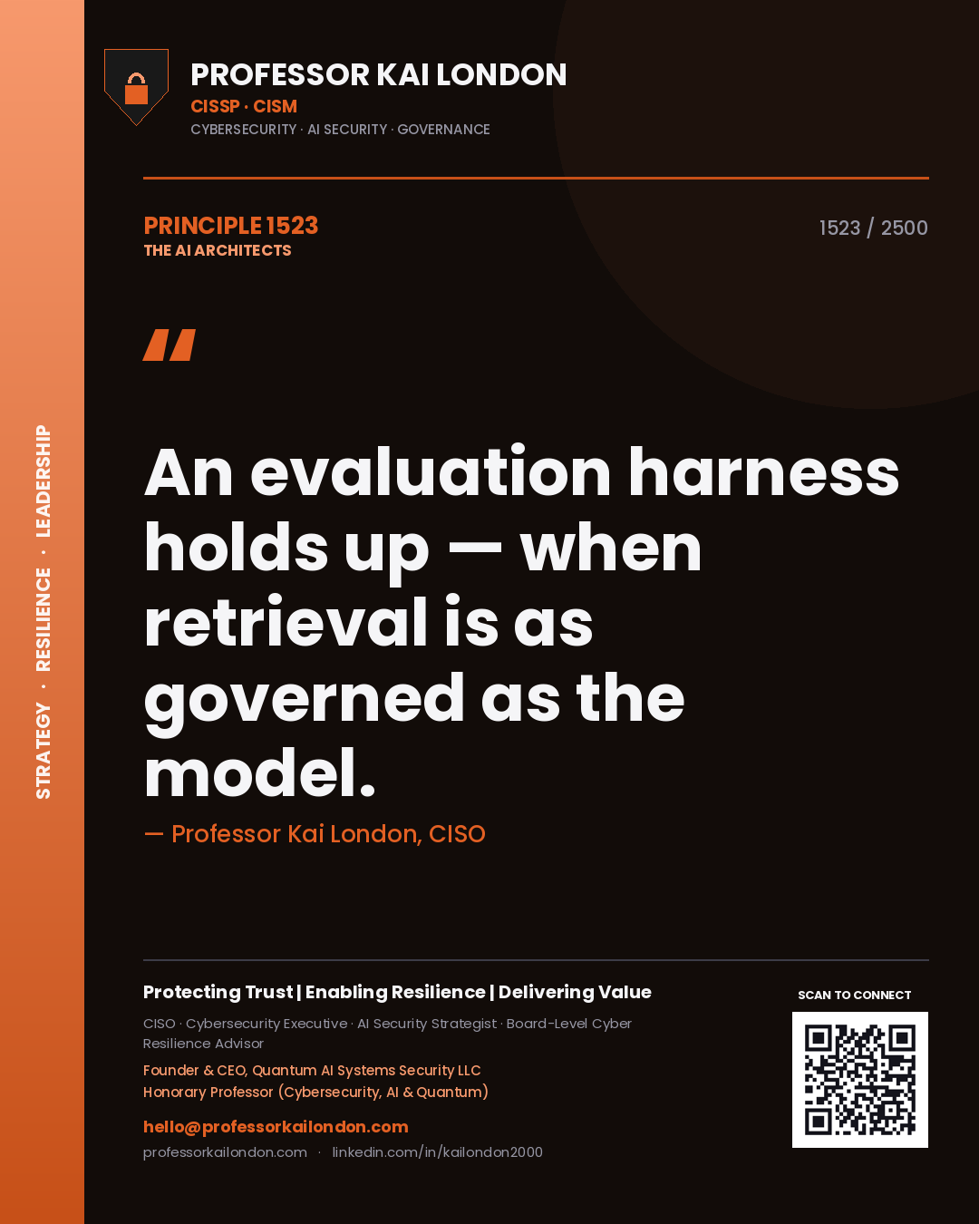 Professor Kai London principle 1523: An evaluation harness holds up — when retrieval is as governed as the model.