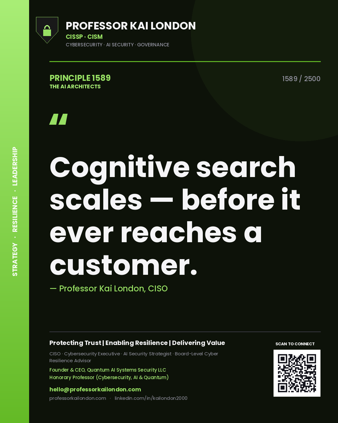 Professor Kai London principle 1589: Cognitive search scales — before it ever reaches a customer.