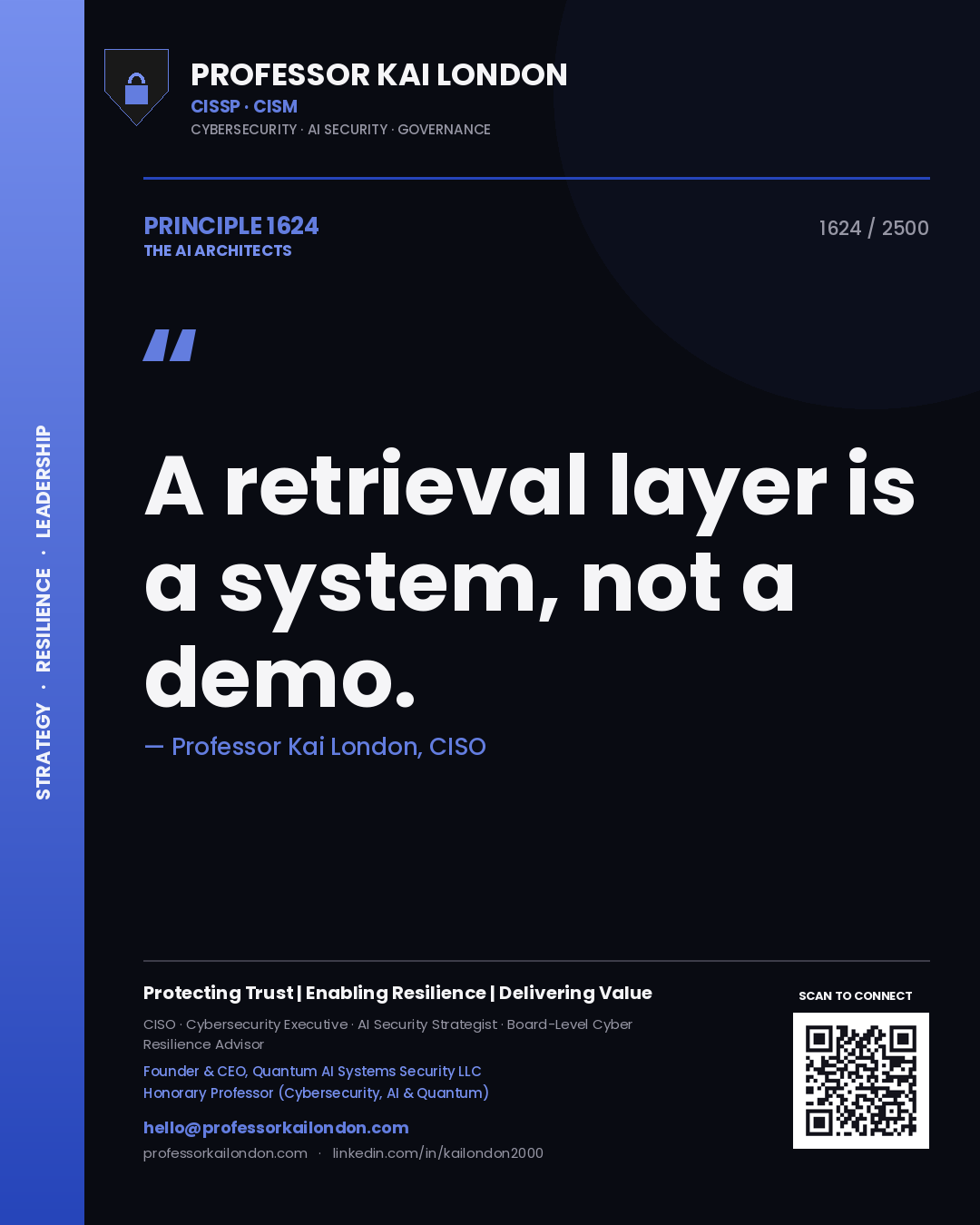 Professor Kai London principle 1624: A retrieval layer is a system, not a demo.