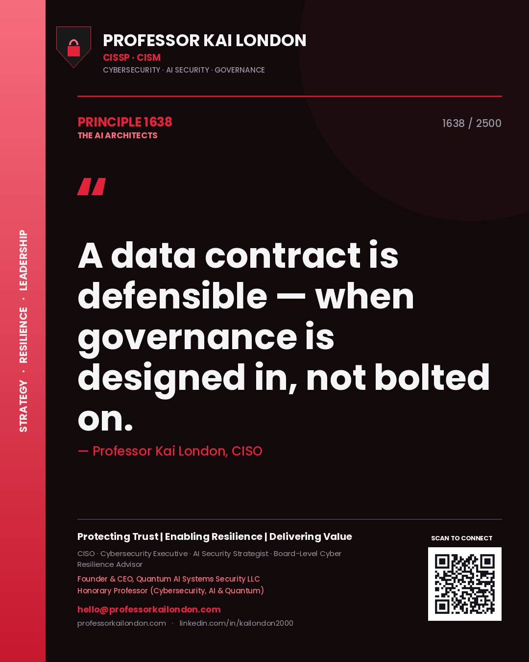 Professor Kai London principle 1638: A data contract is defensible — when governance is designed in, not bolted on.