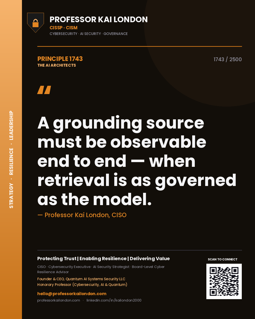Professor Kai London principle 1743: A grounding source must be observable end to end — when retrieval is as governed as the model.