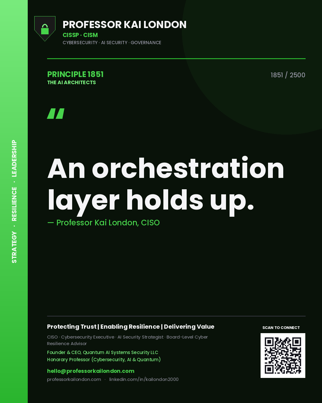 Professor Kai London principle 1851: An orchestration layer holds up.