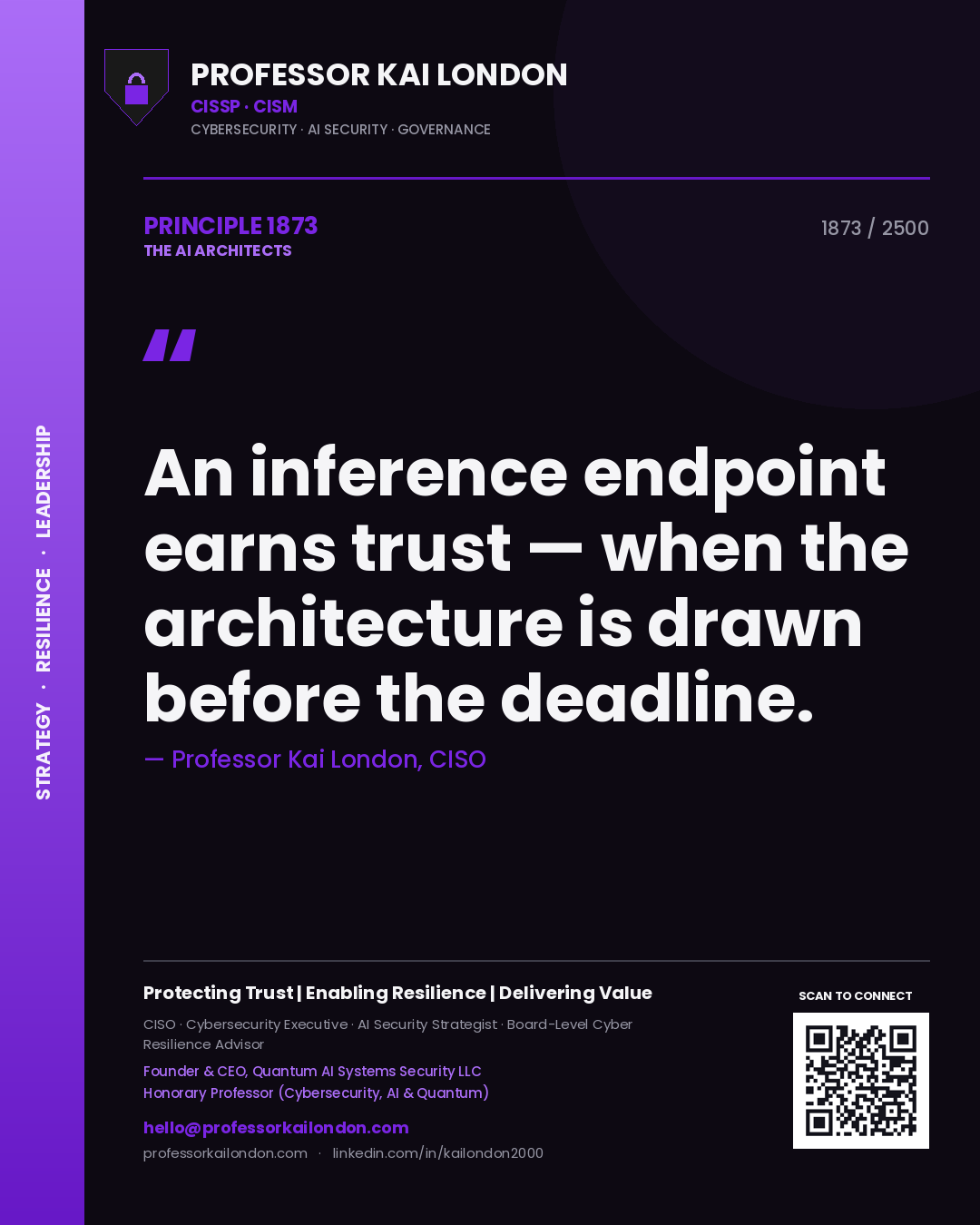 Professor Kai London principle 1873: An inference endpoint earns trust — when the architecture is drawn before the deadline.