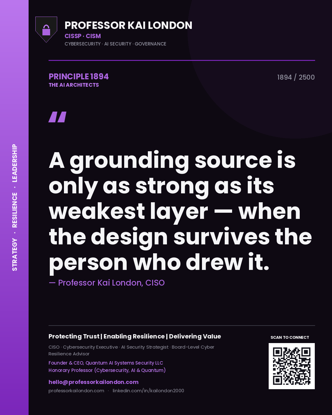 Professor Kai London principle 1894: A grounding source is only as strong as its weakest layer — when the design survives the person who drew it.