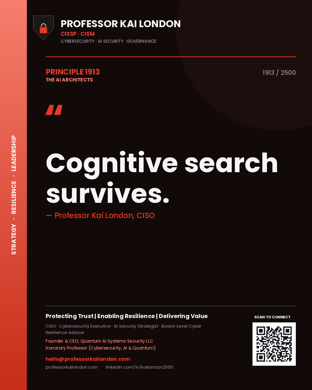 Professor Kai London principle 1913: Cognitive search survives.