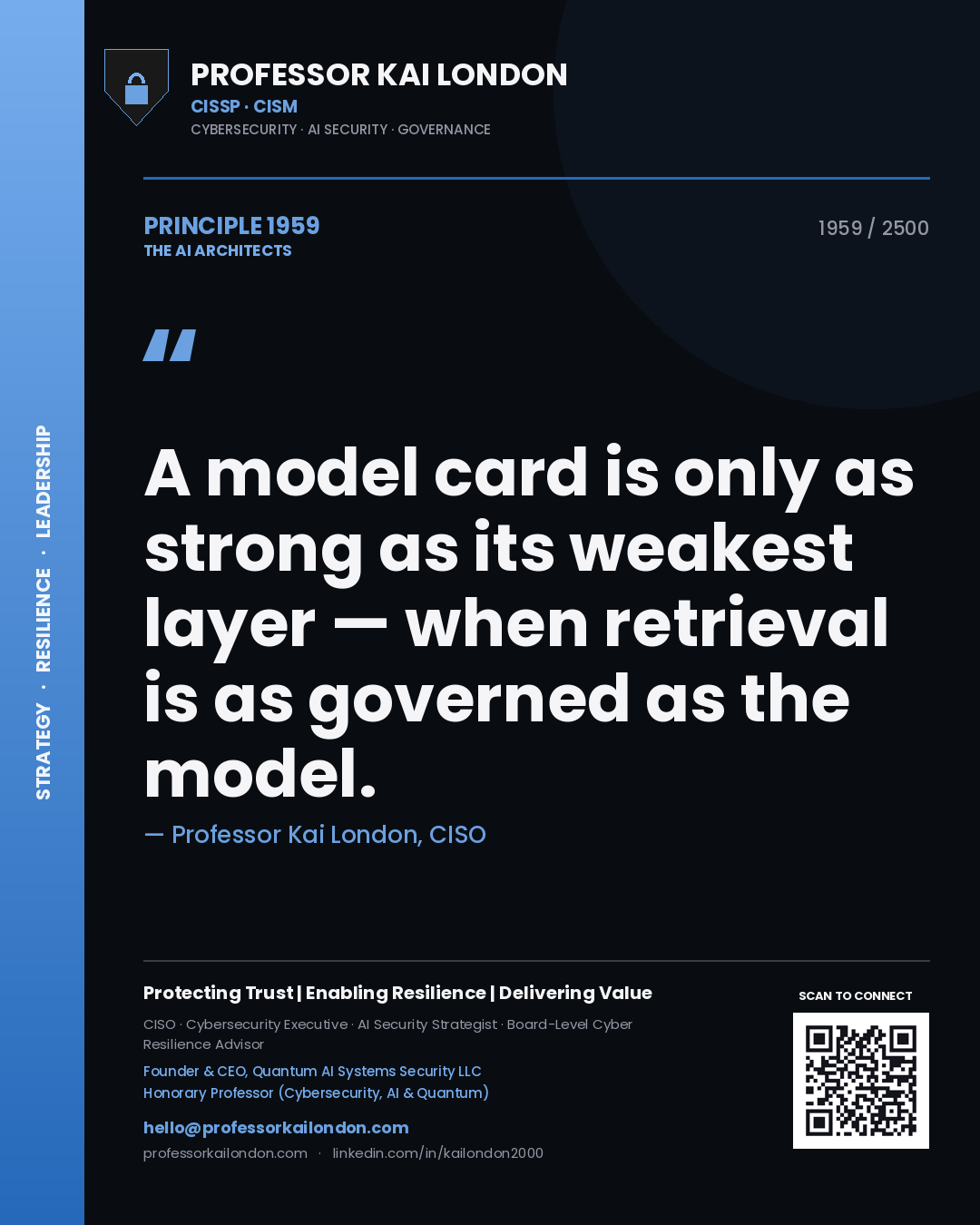 Professor Kai London principle 1959: A model card is only as strong as its weakest layer — when retrieval is as governed as the model.