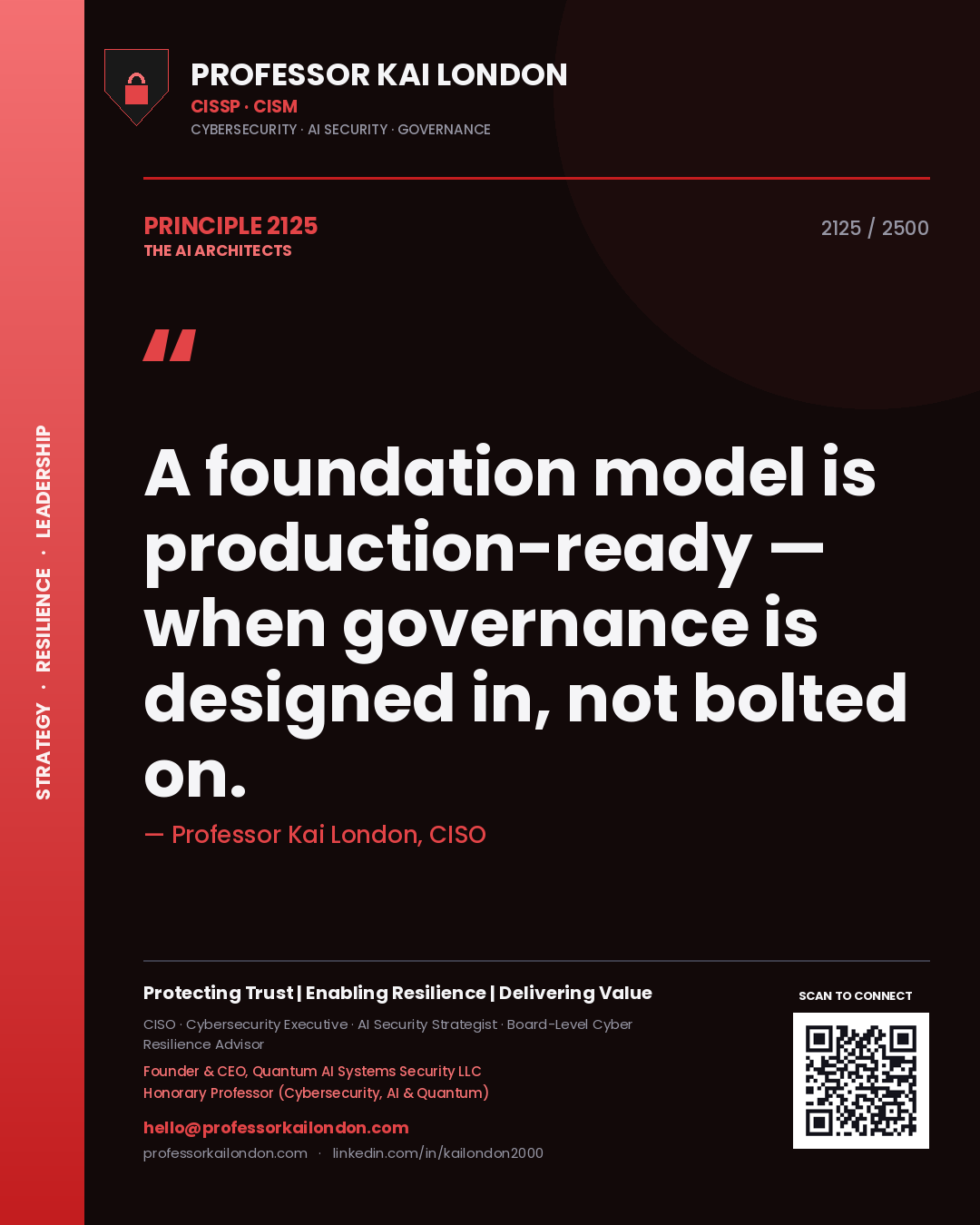 Professor Kai London principle 2125: A foundation model is production-ready — when governance is designed in, not bolted on.