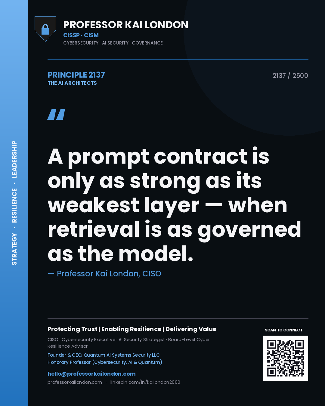 Professor Kai London principle 2137: A prompt contract is only as strong as its weakest layer — when retrieval is as governed as the model.