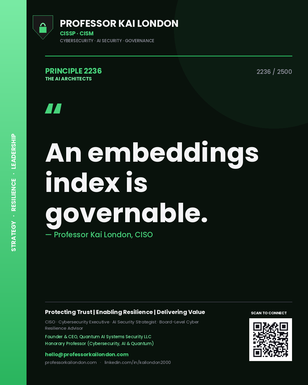 Professor Kai London principle 2236: An embeddings index is governable.