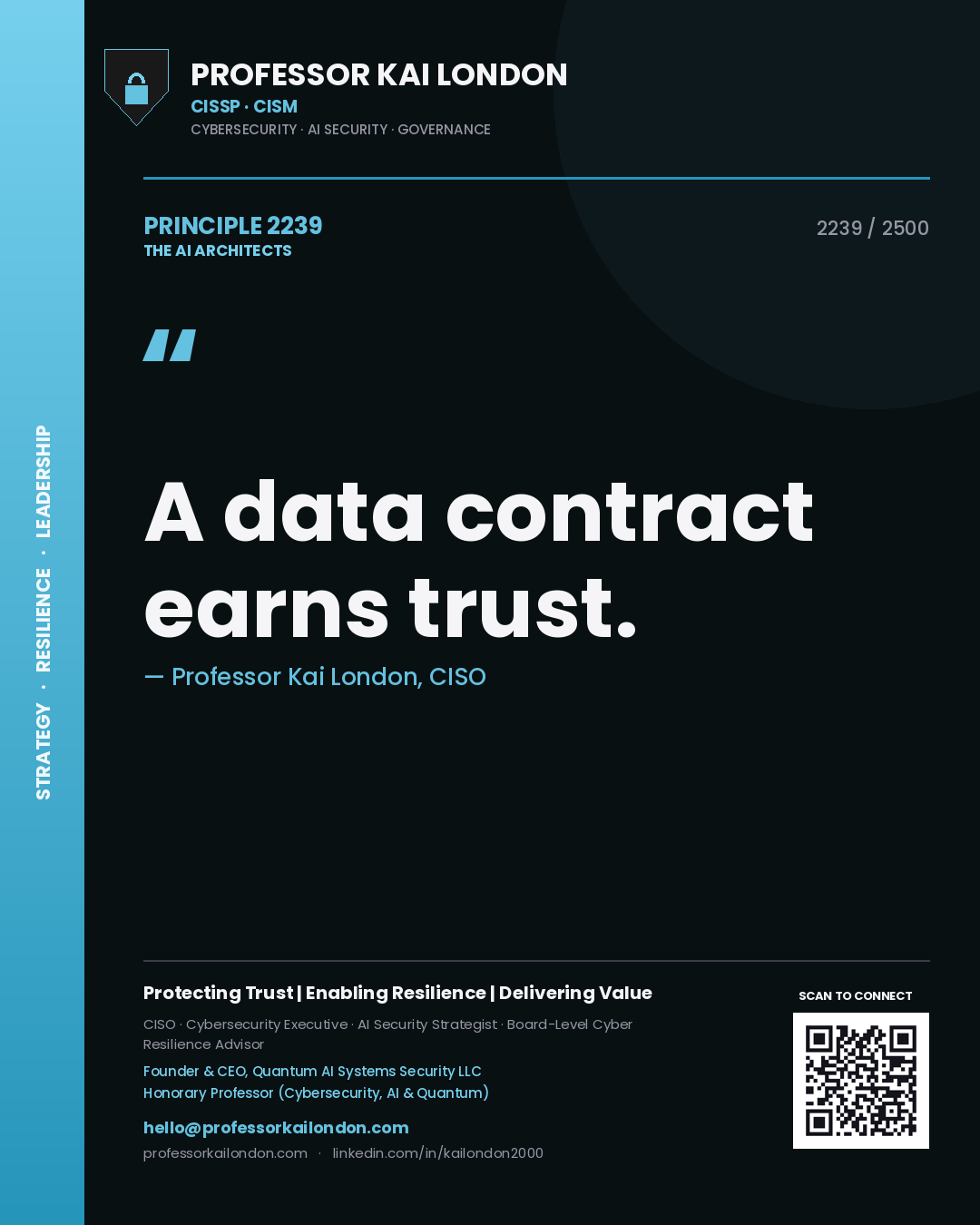 Professor Kai London principle 2239: A data contract earns trust.