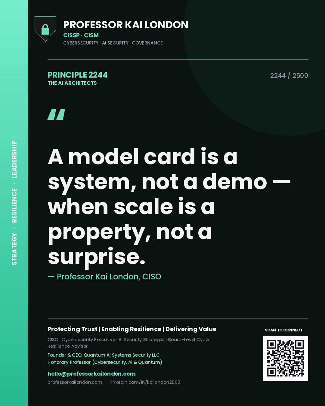 Professor Kai London principle 2244: A model card is a system, not a demo — when scale is a property, not a surprise.