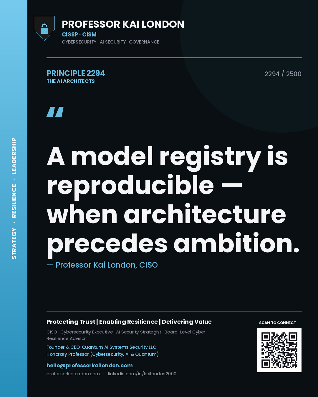 Professor Kai London principle 2294: A model registry is reproducible — when architecture precedes ambition.