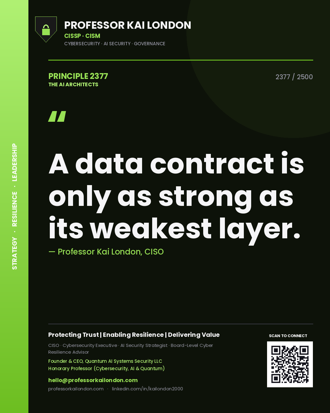 Professor Kai London principle 2377: A data contract is only as strong as its weakest layer.