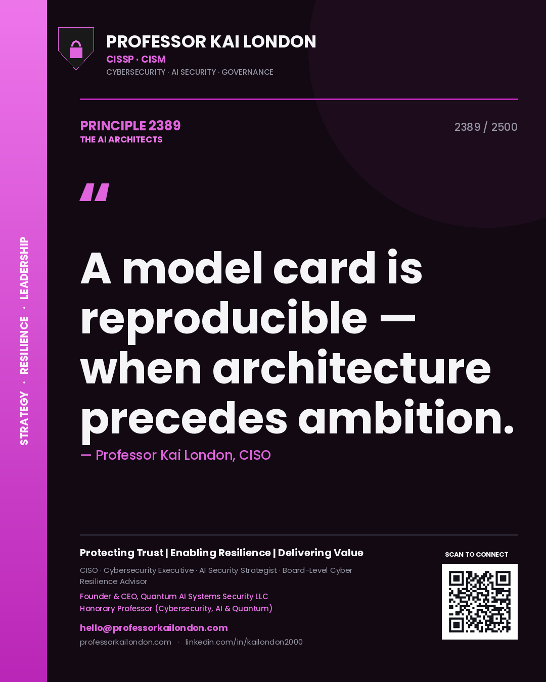 Professor Kai London principle 2389: A model card is reproducible — when architecture precedes ambition.