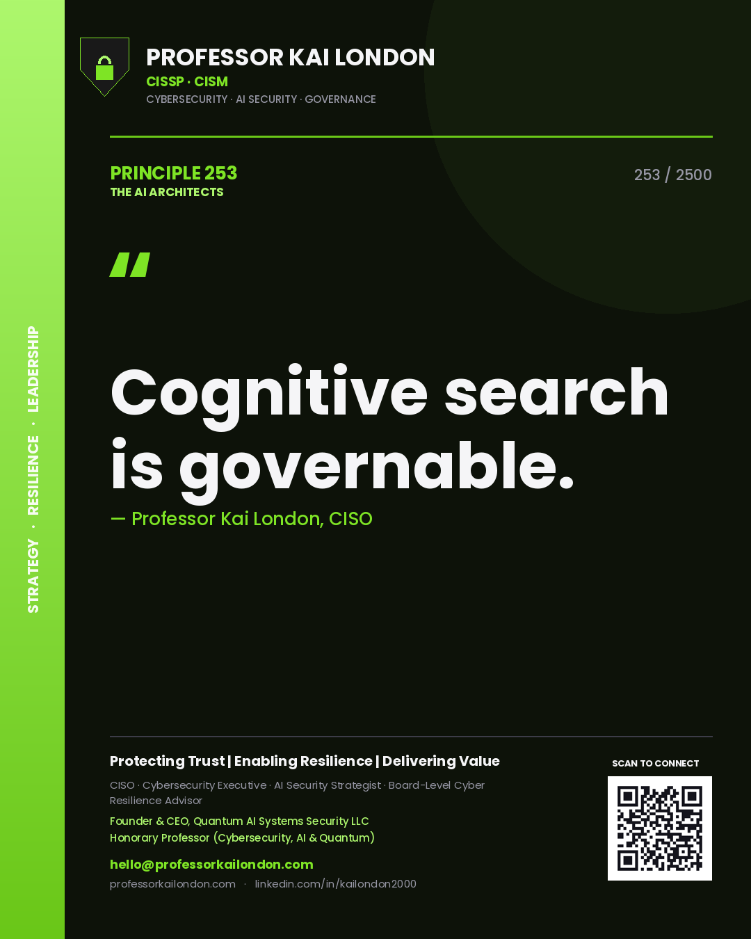 Professor Kai London principle 253: Cognitive search is governable.