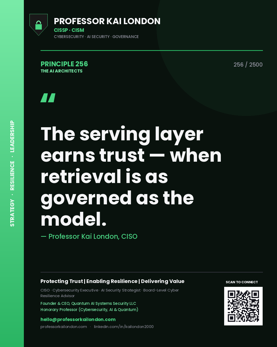 Professor Kai London principle 256: The serving layer earns trust — when retrieval is as governed as the model.