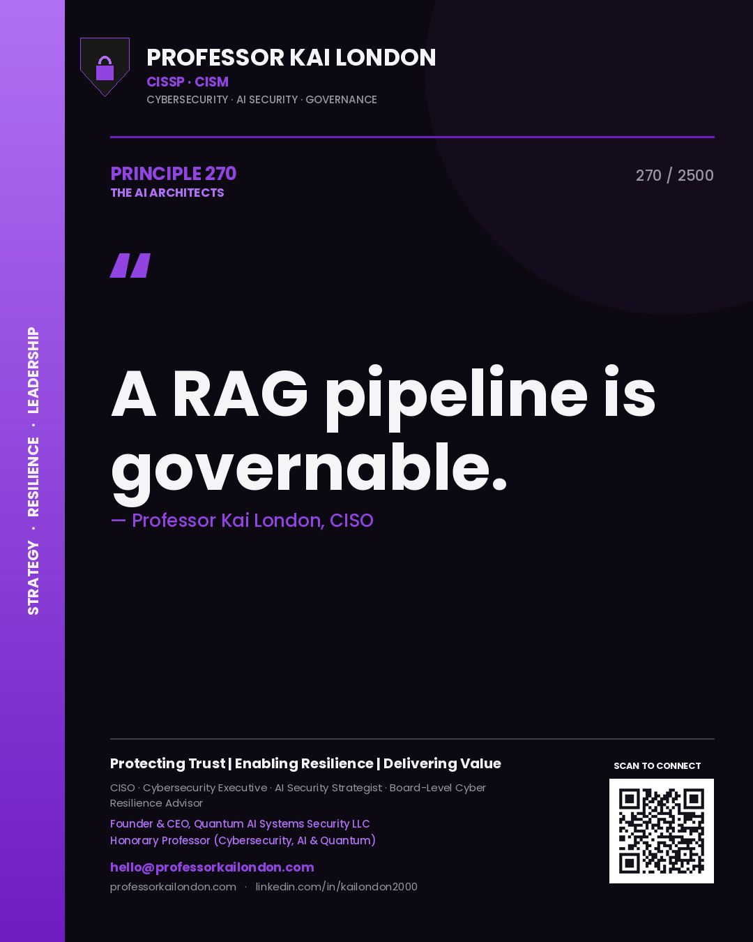 Professor Kai London principle 270: A RAG pipeline is governable.