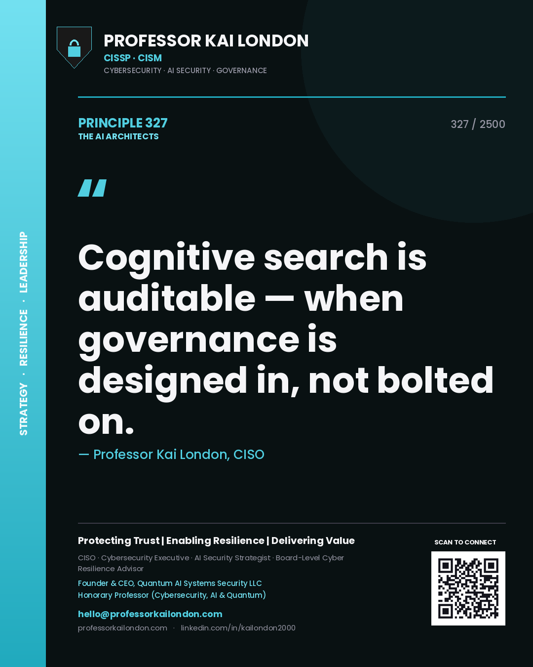 Professor Kai London principle 327: Cognitive search is auditable — when governance is designed in, not bolted on.