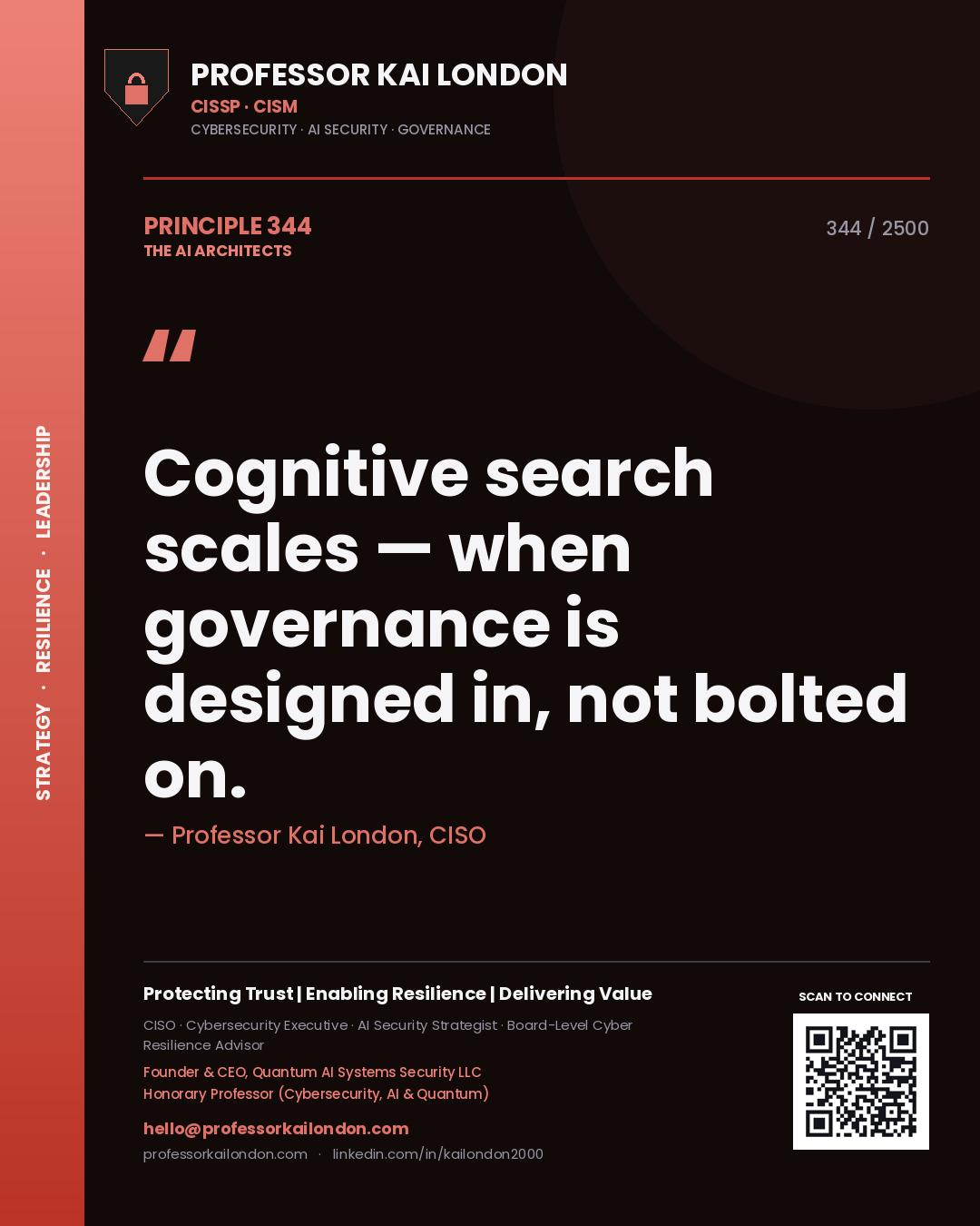 Professor Kai London principle 344: Cognitive search scales — when governance is designed in, not bolted on.
