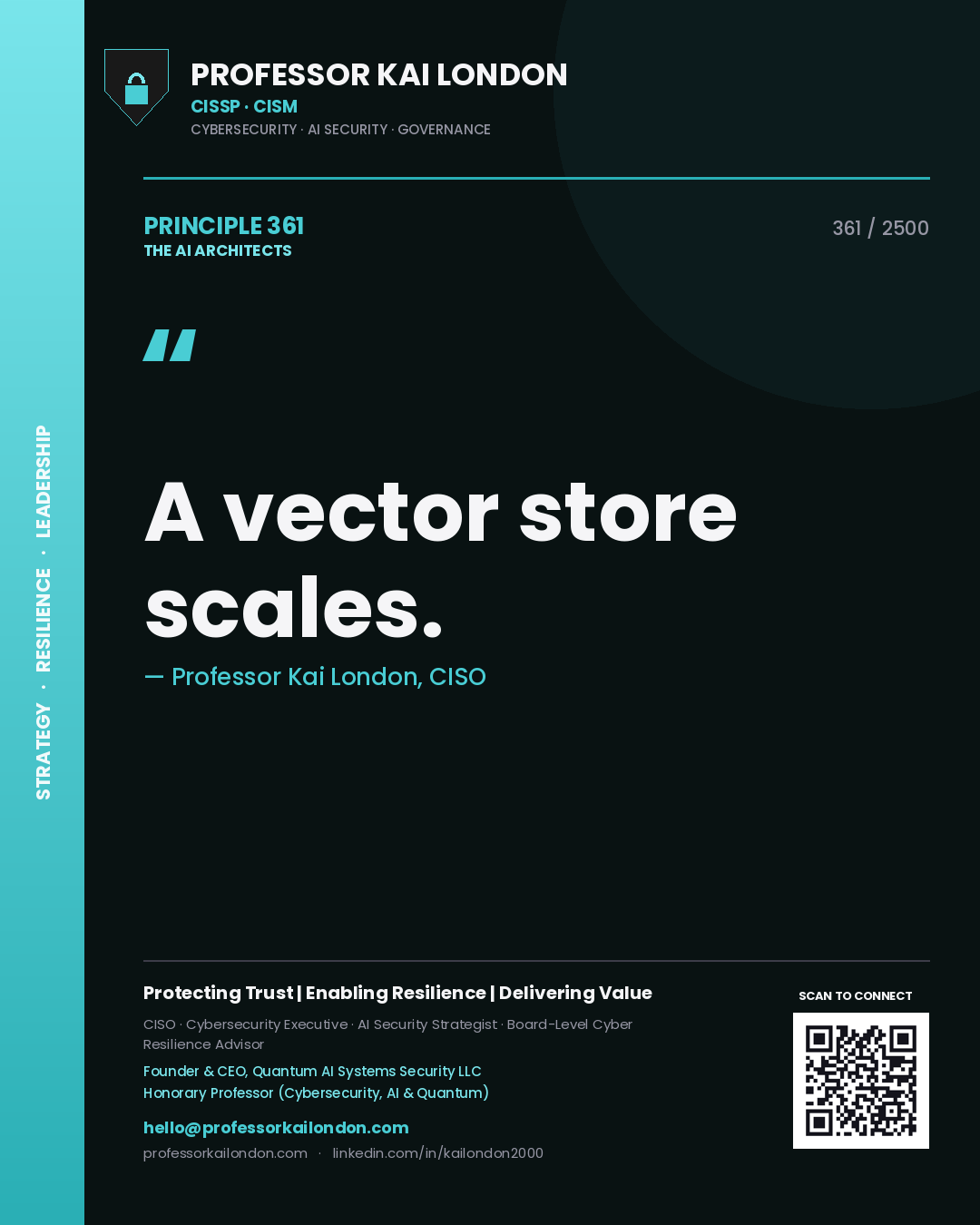 Professor Kai London principle 361: A vector store scales.
