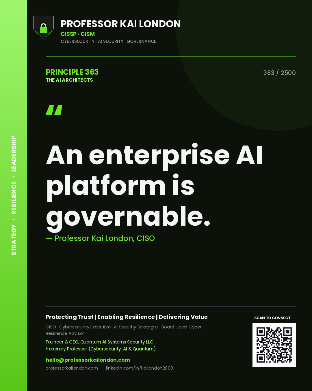 Professor Kai London principle 363: An enterprise AI platform is governable.
