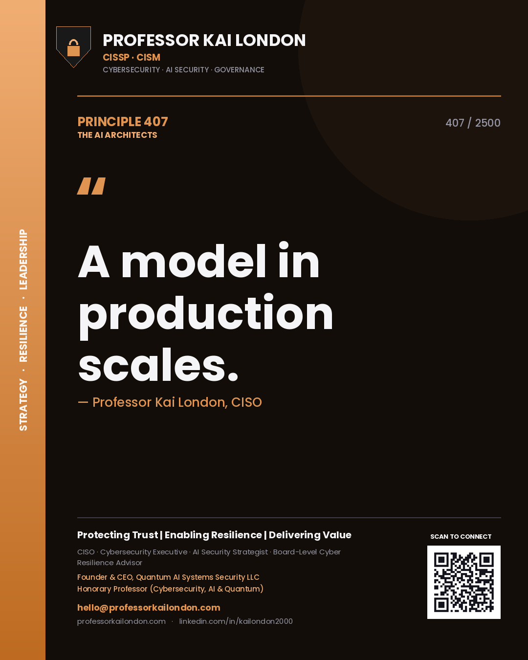 Professor Kai London principle 407: A model in production scales.