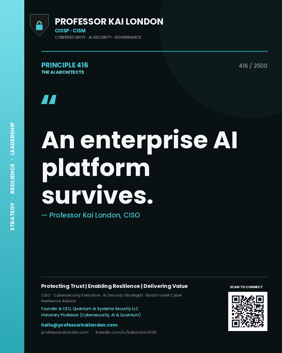 Professor Kai London principle 416: An enterprise AI platform survives.