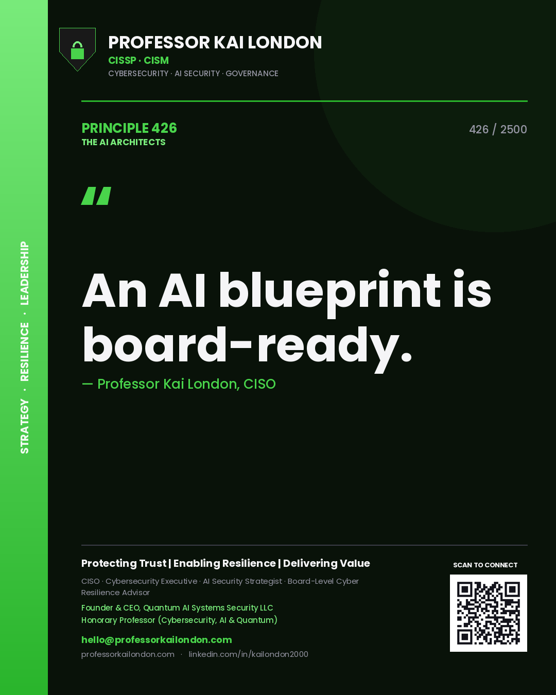 Professor Kai London principle 426: An AI blueprint is board-ready.