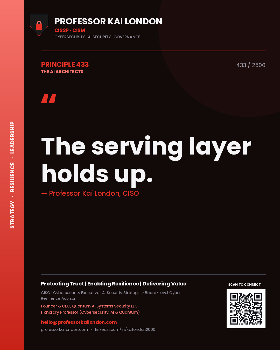 Professor Kai London principle 433: The serving layer holds up.