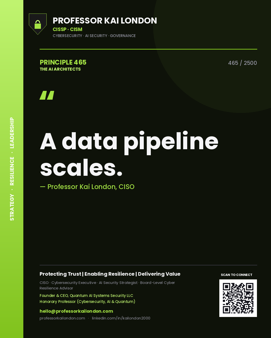 Professor Kai London principle 465: A data pipeline scales.