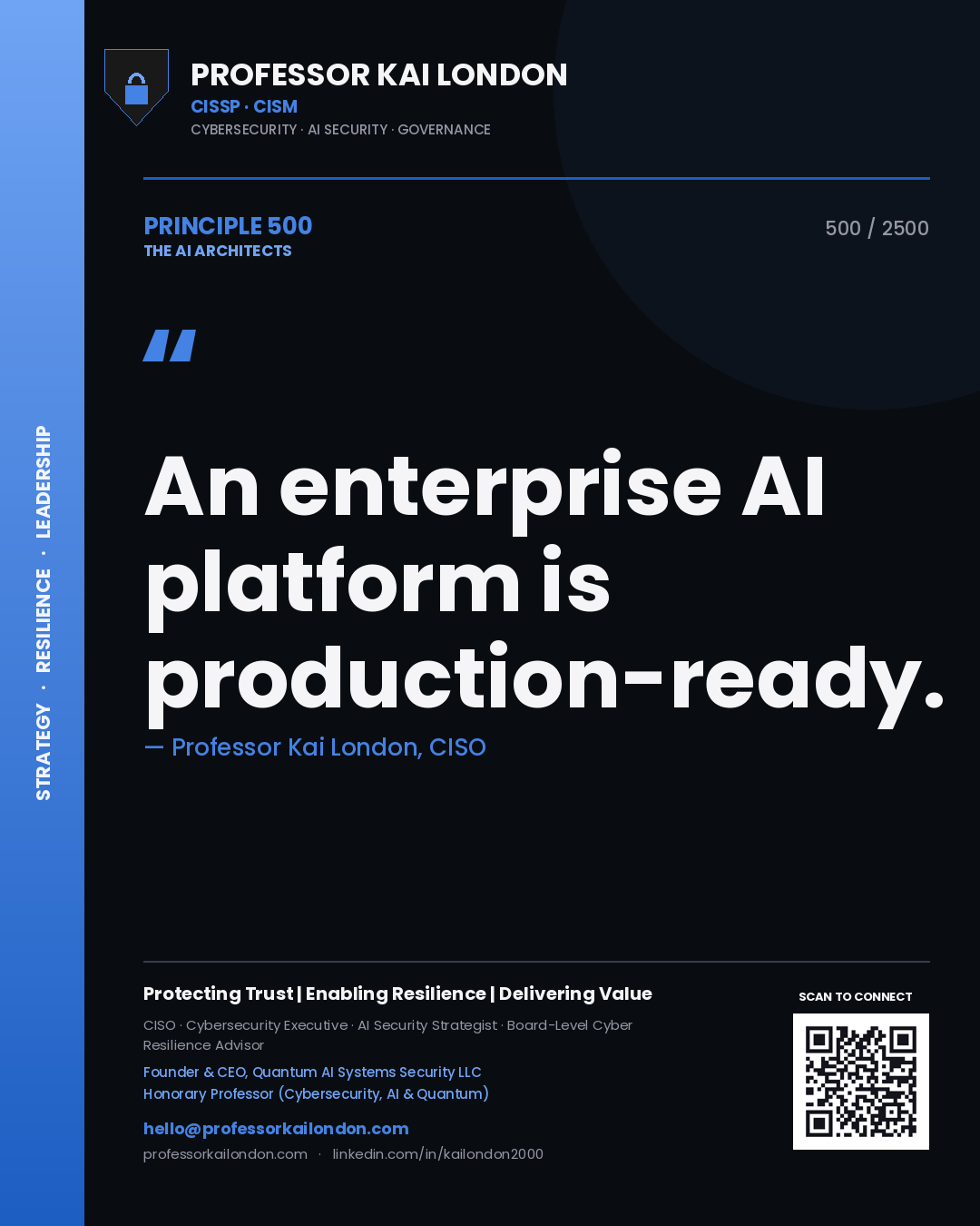 Professor Kai London principle 500: An enterprise AI platform is production-ready.