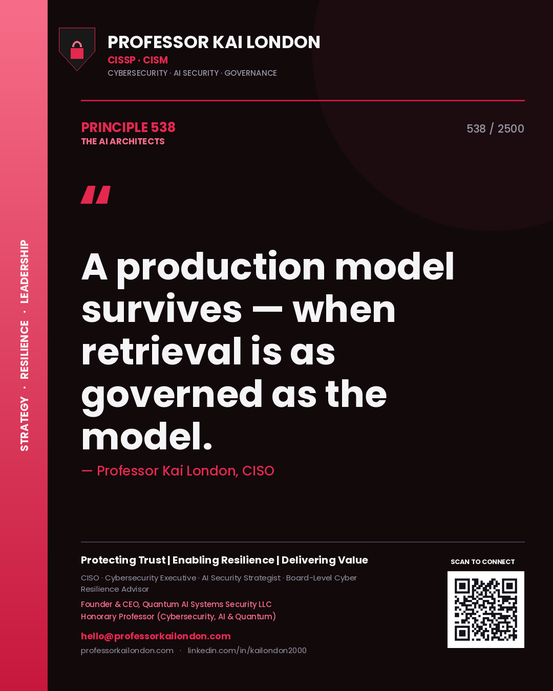 Professor Kai London principle 538: A production model survives — when retrieval is as governed as the model.