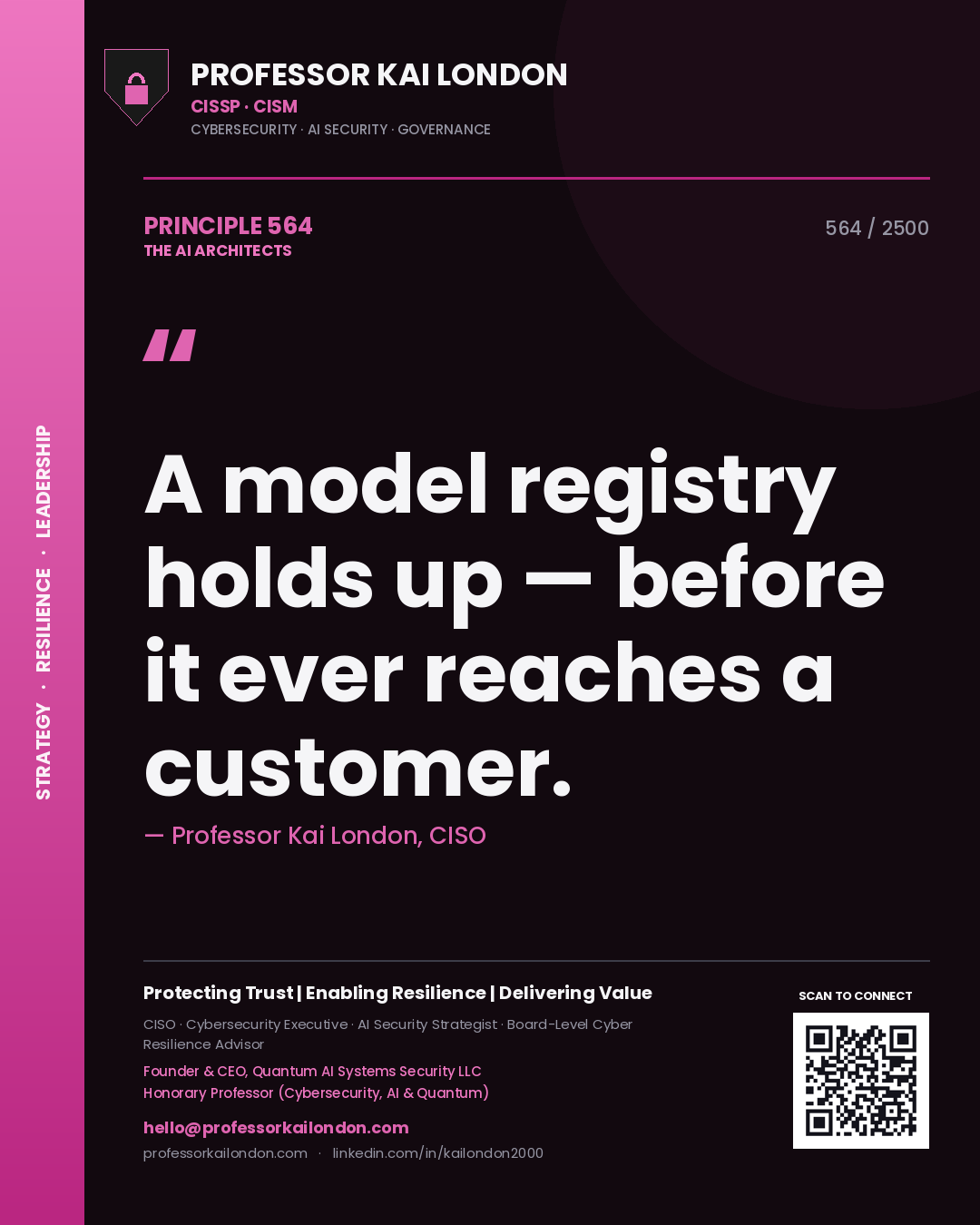 Professor Kai London principle 564: A model registry holds up — before it ever reaches a customer.