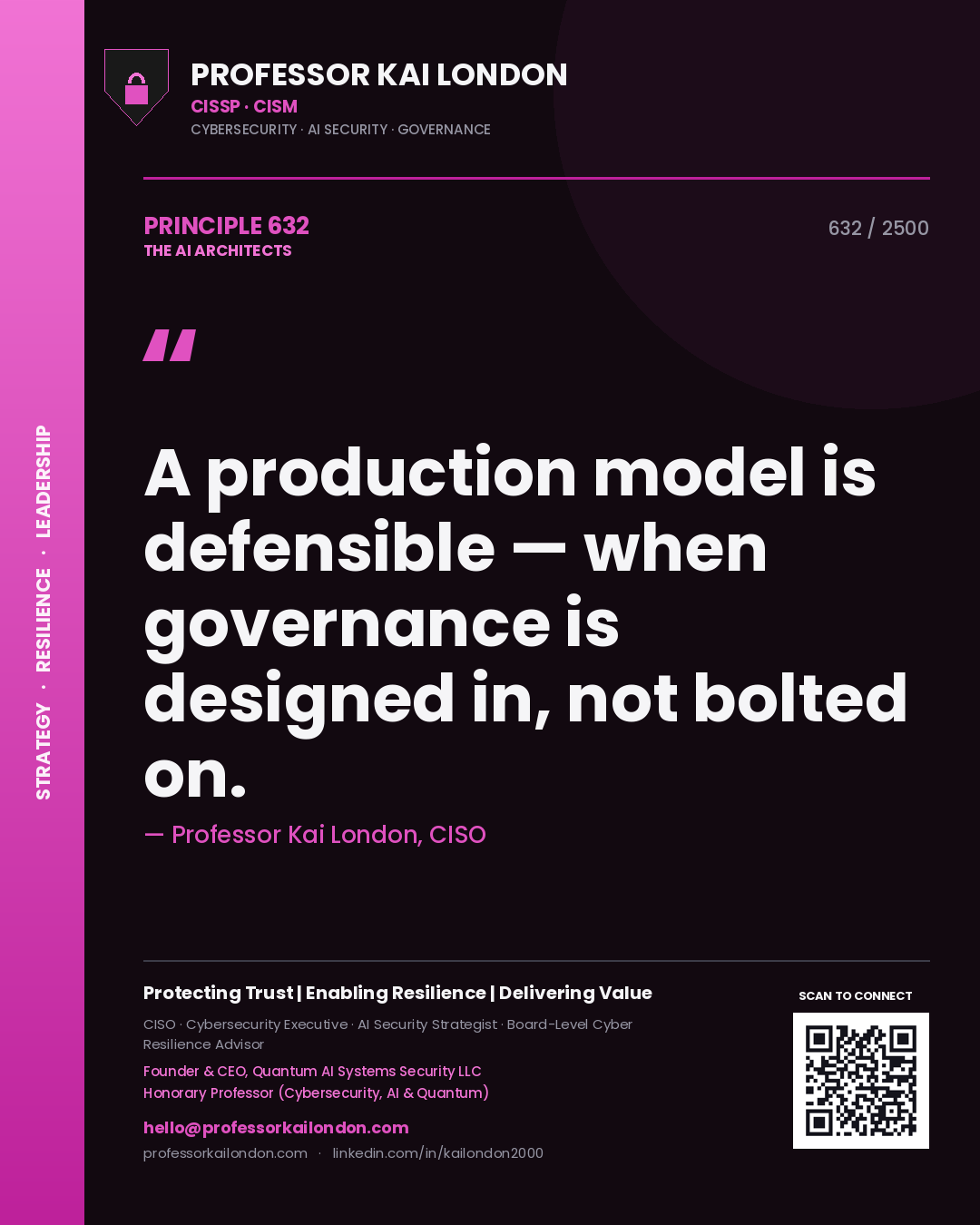 Professor Kai London principle 632: A production model is defensible — when governance is designed in, not bolted on.