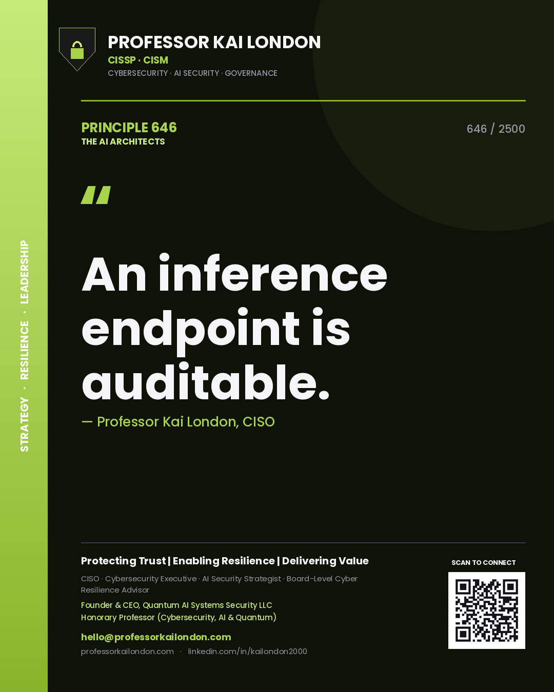 Professor Kai London principle 646: An inference endpoint is auditable.