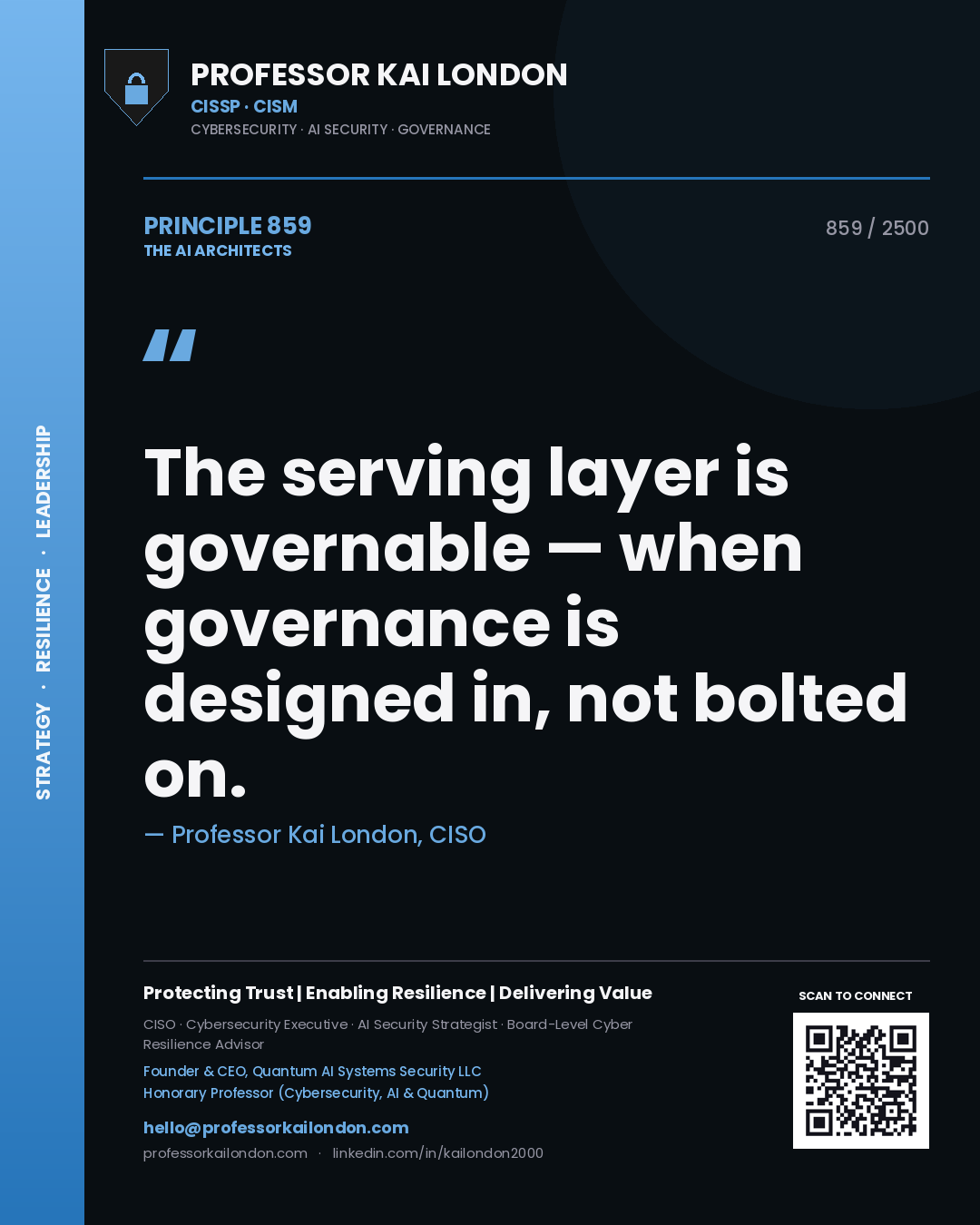 Professor Kai London principle 859: The serving layer is governable — when governance is designed in, not bolted on.