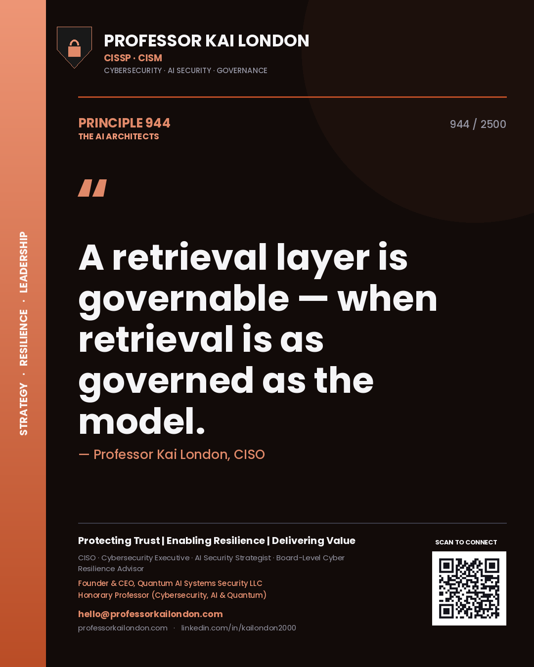 Professor Kai London principle 944: A retrieval layer is governable — when retrieval is as governed as the model.