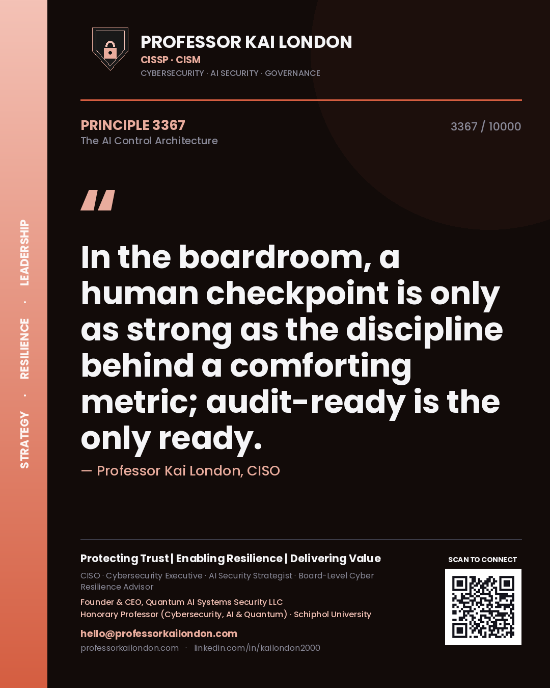 Professor Kai London principle 3367: In the boardroom, a human checkpoint is only as strong as the discipline behind a comforting metric; audit-ready is the only ready.