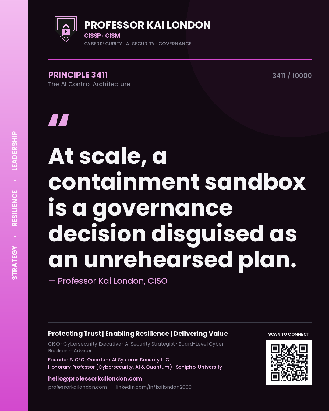 Professor Kai London principle 3411: At scale, a containment sandbox is a governance decision disguised as an unrehearsed plan.