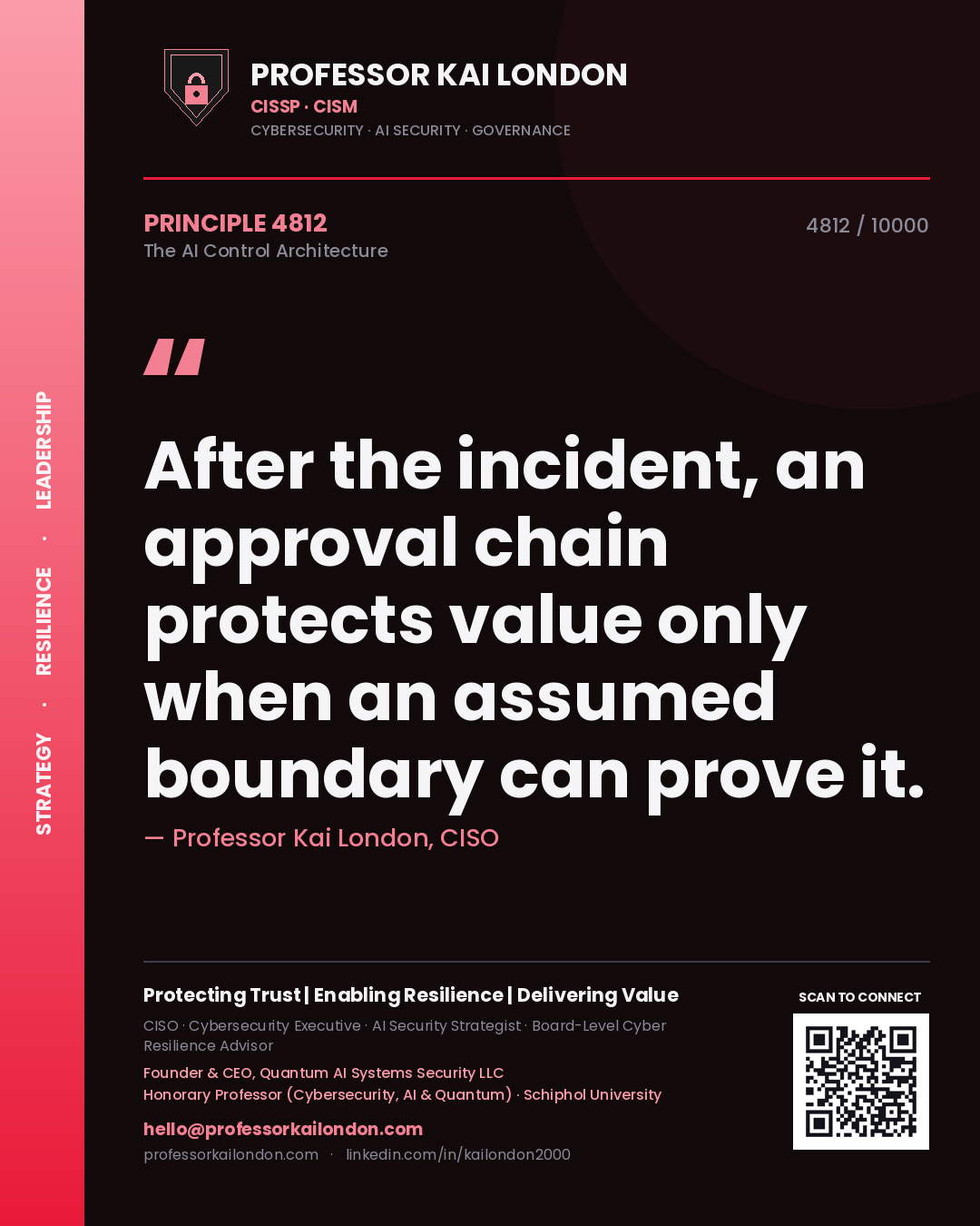 Professor Kai London principle 4812: After the incident, an approval chain protects value only when an assumed boundary can prove it.